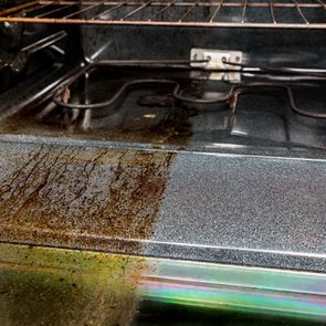 dirty oven before and after using the self clean function