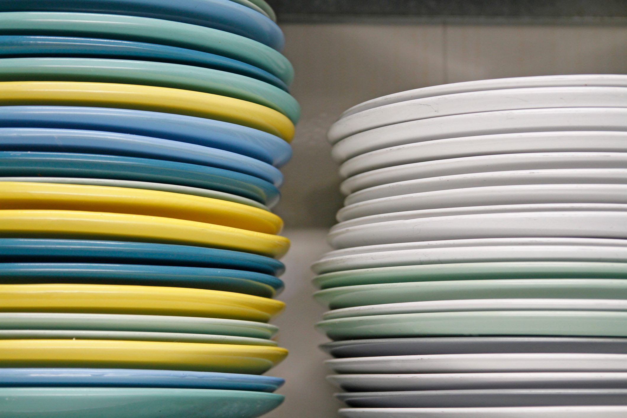 Close-Up Of Stacked Plates