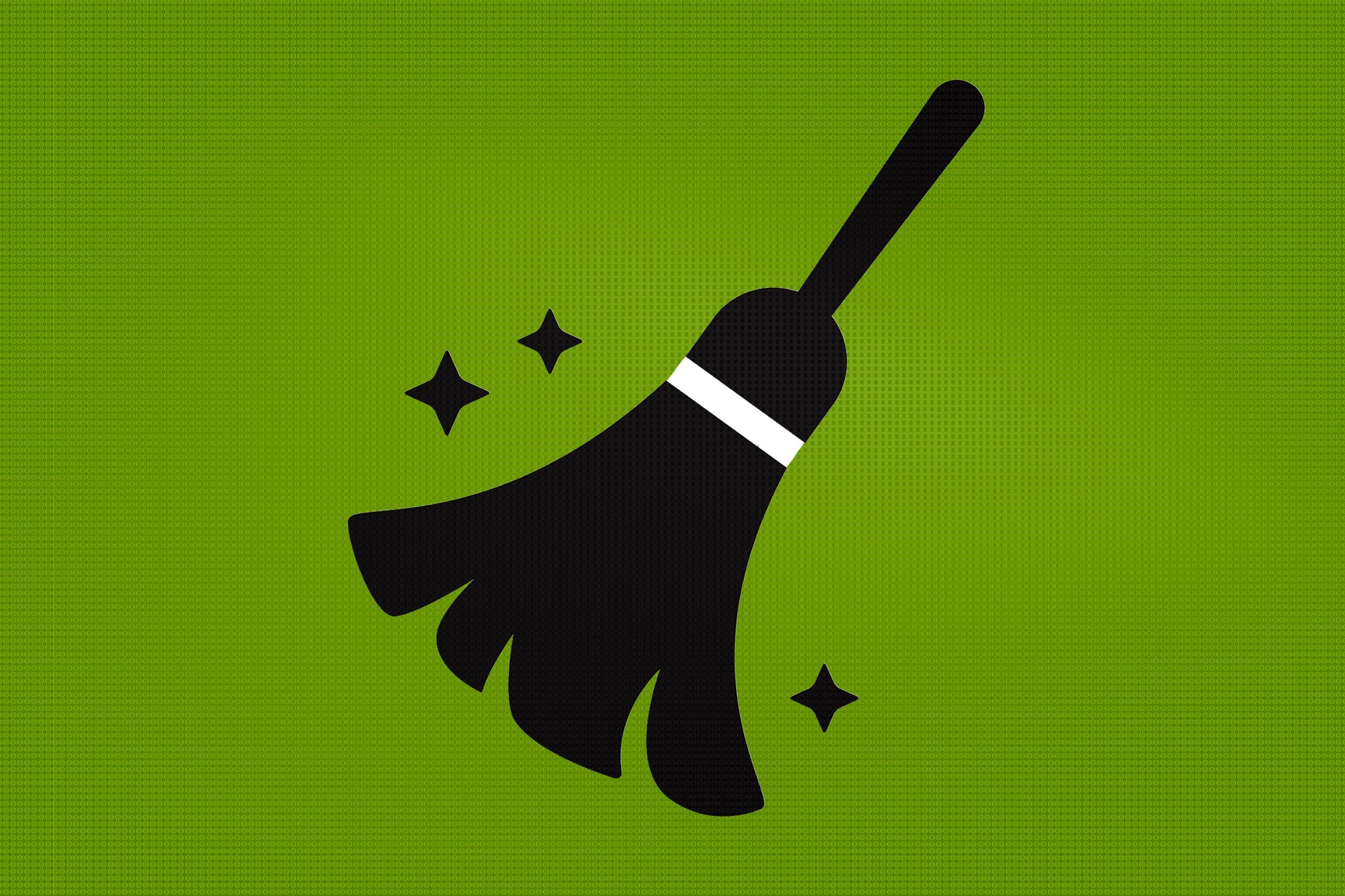 cleaning brush icon on green background