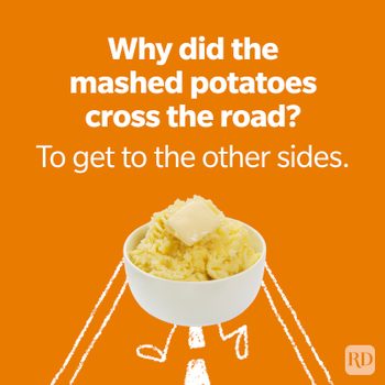 Thanksgiving Joke with bowl of mashed potatoes on sketch of road