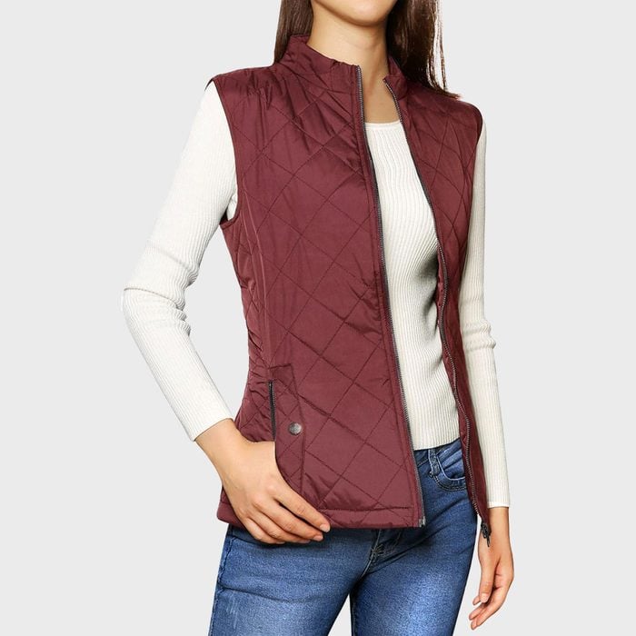 Allegra K Women's Puffer Vest Stand Collar Lightweight Gilet Quilted Zip Vest Ecomm Via Amazon.com 2
