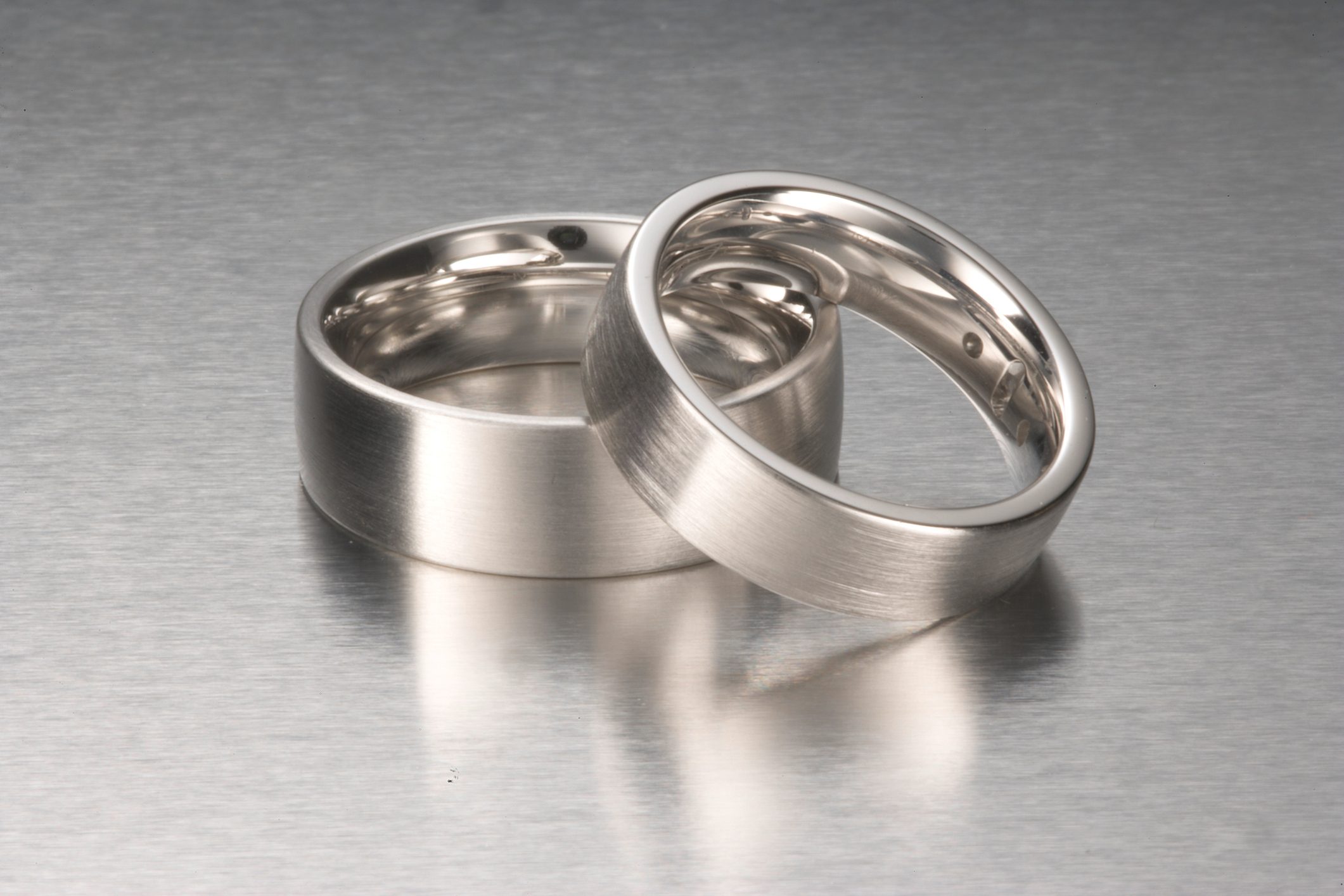 two rings in silver on stainless steel