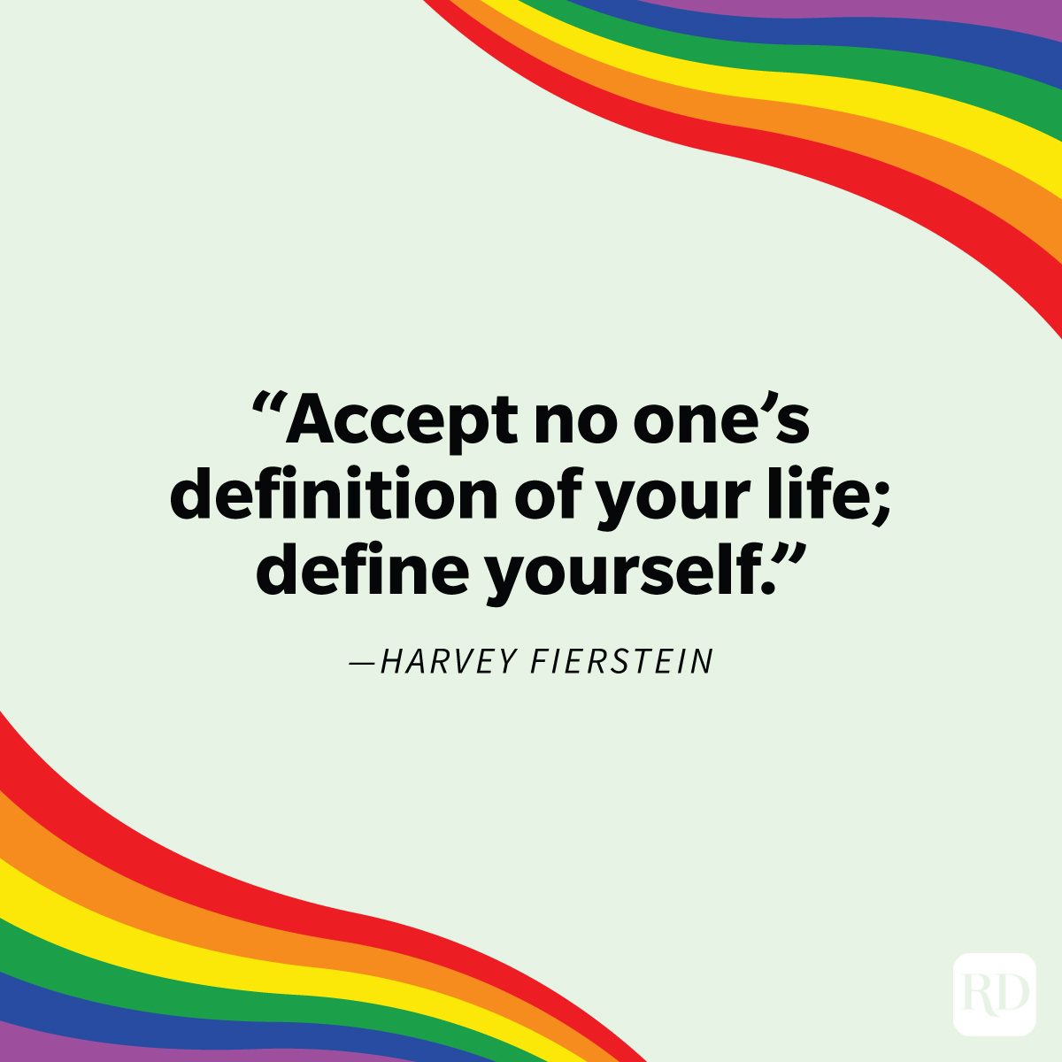 Inspiring Lgbtq+ Quotes To Celebrate Pride Every Day on green background with pride flag in hearts