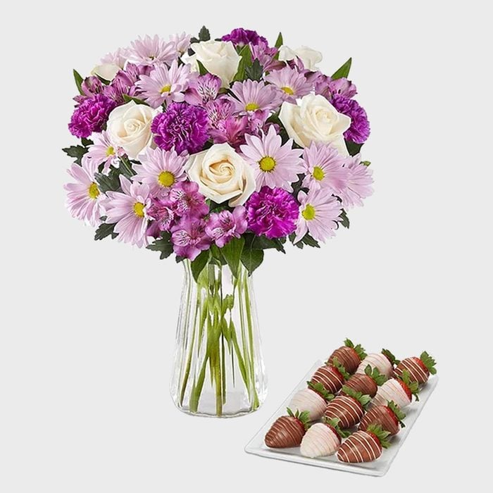 Lavender Garden And Mothers Day Drizzled Strawberries Via 1800flowers.com
