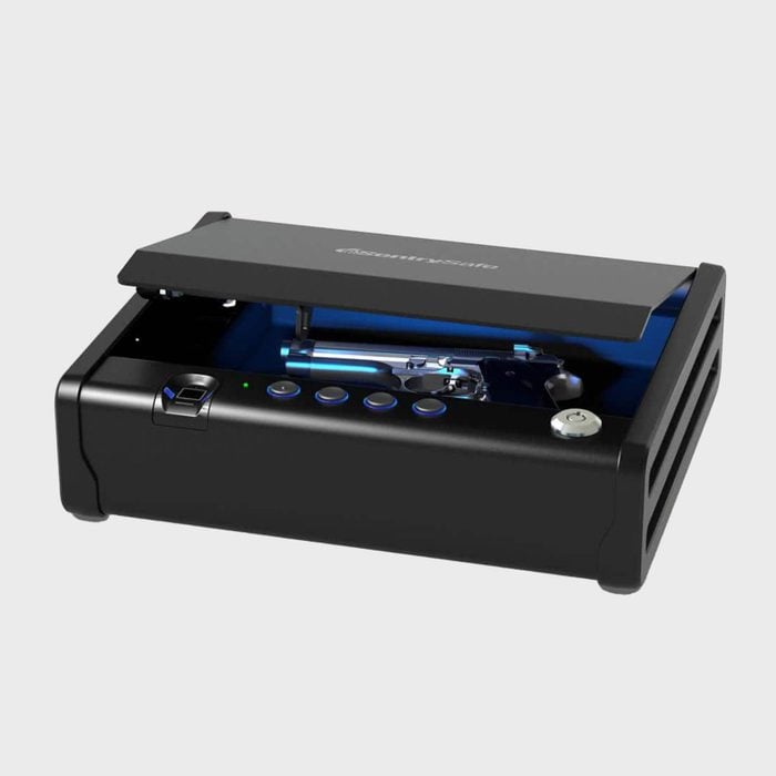 Rd Ecomm Biometric Gun Safe For 1 Pistol With Fingerprint Lock And Interior Lights Via Homedepot.com