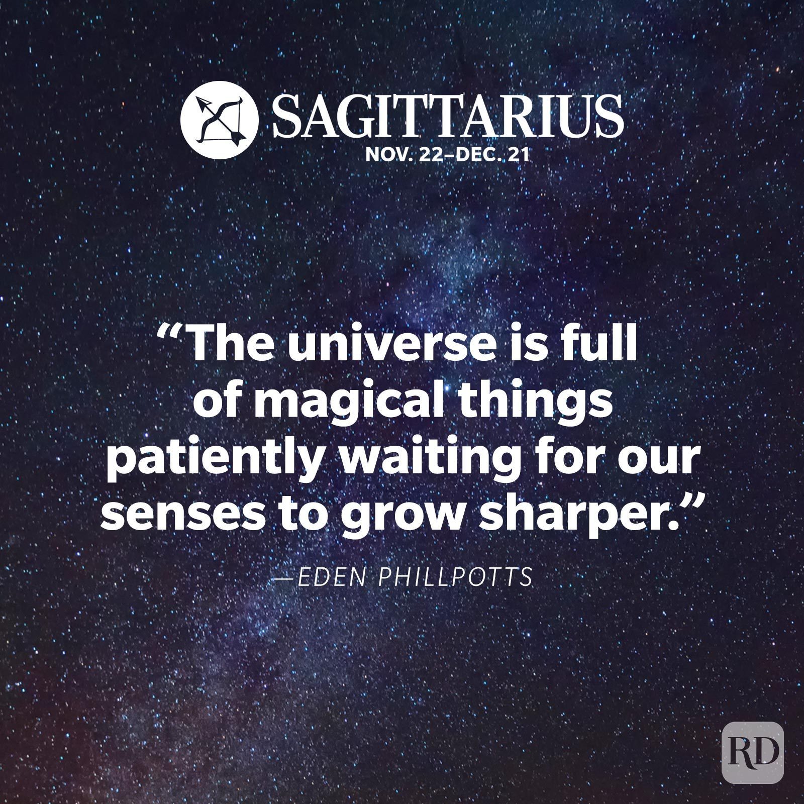 sagittarius The Most Inspirational Zodiac Quotes For Each Sign on Milky Way galaxy background