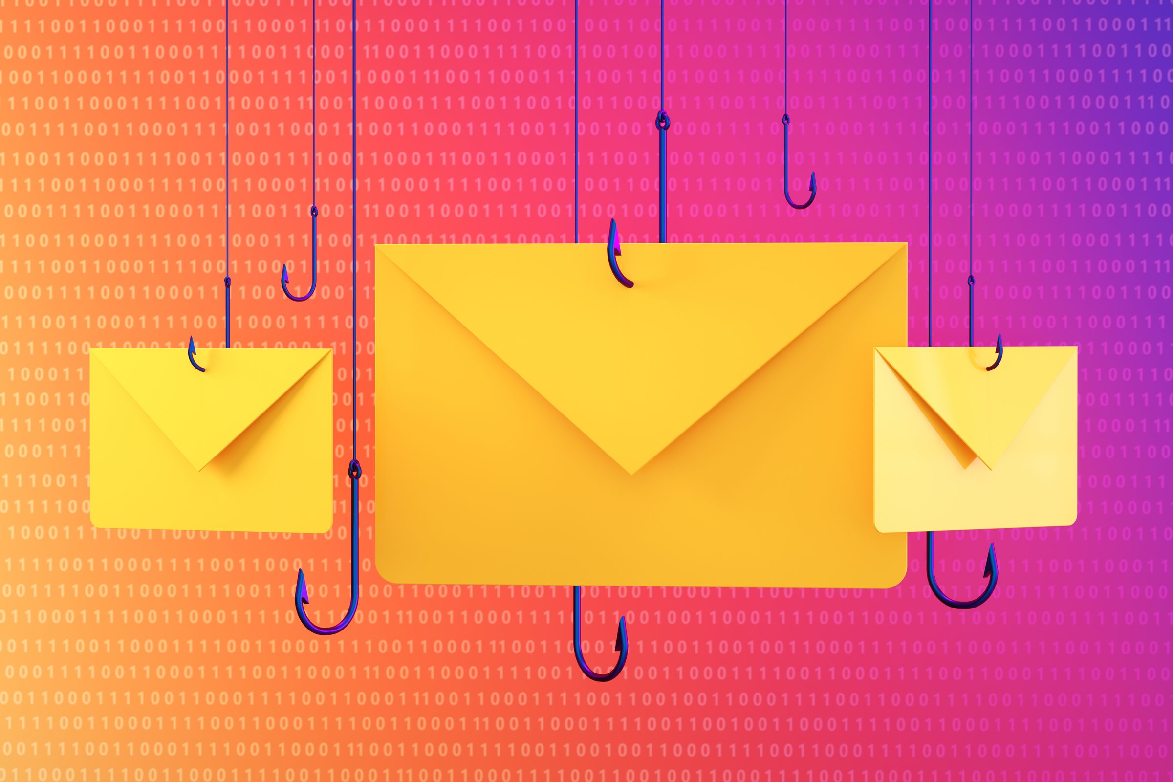 phishing emails on a gradient background