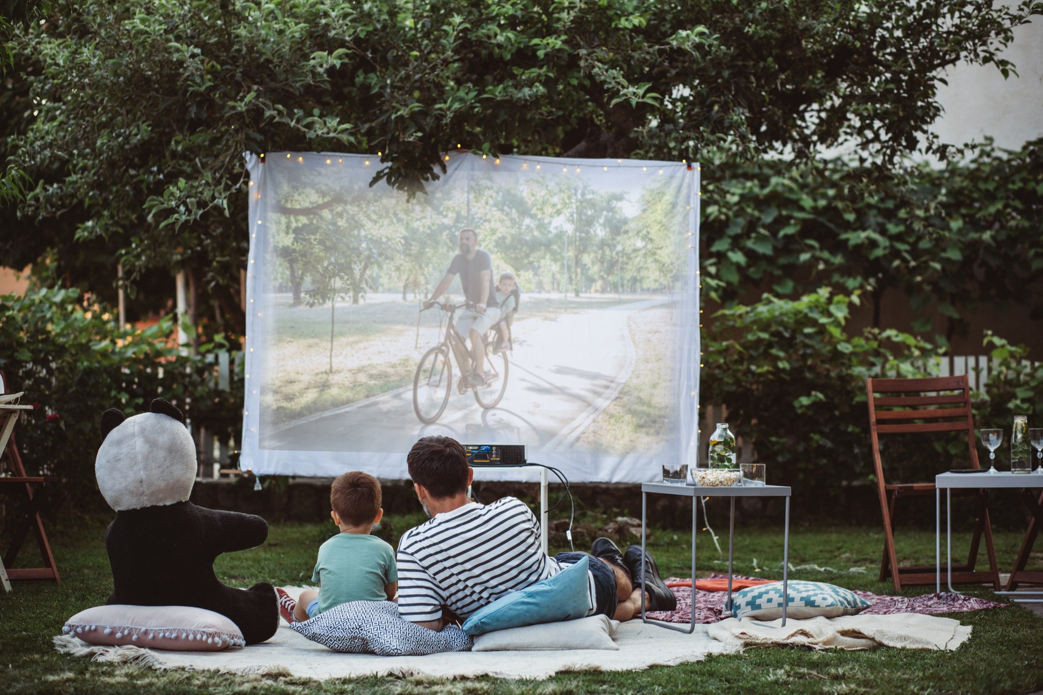 Movie night in backyard