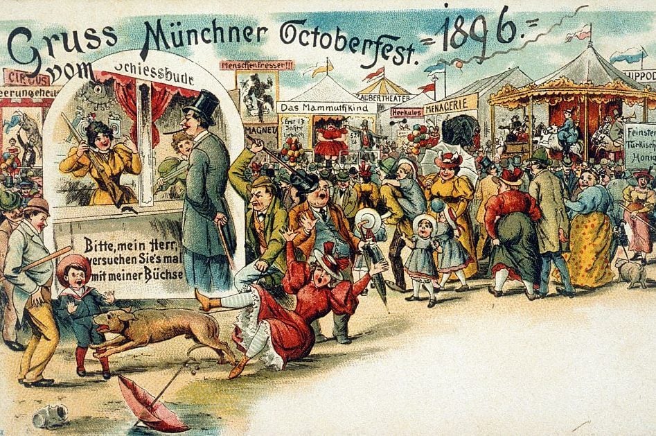 Mnchen: historische Postkarte vom Oktoberfest