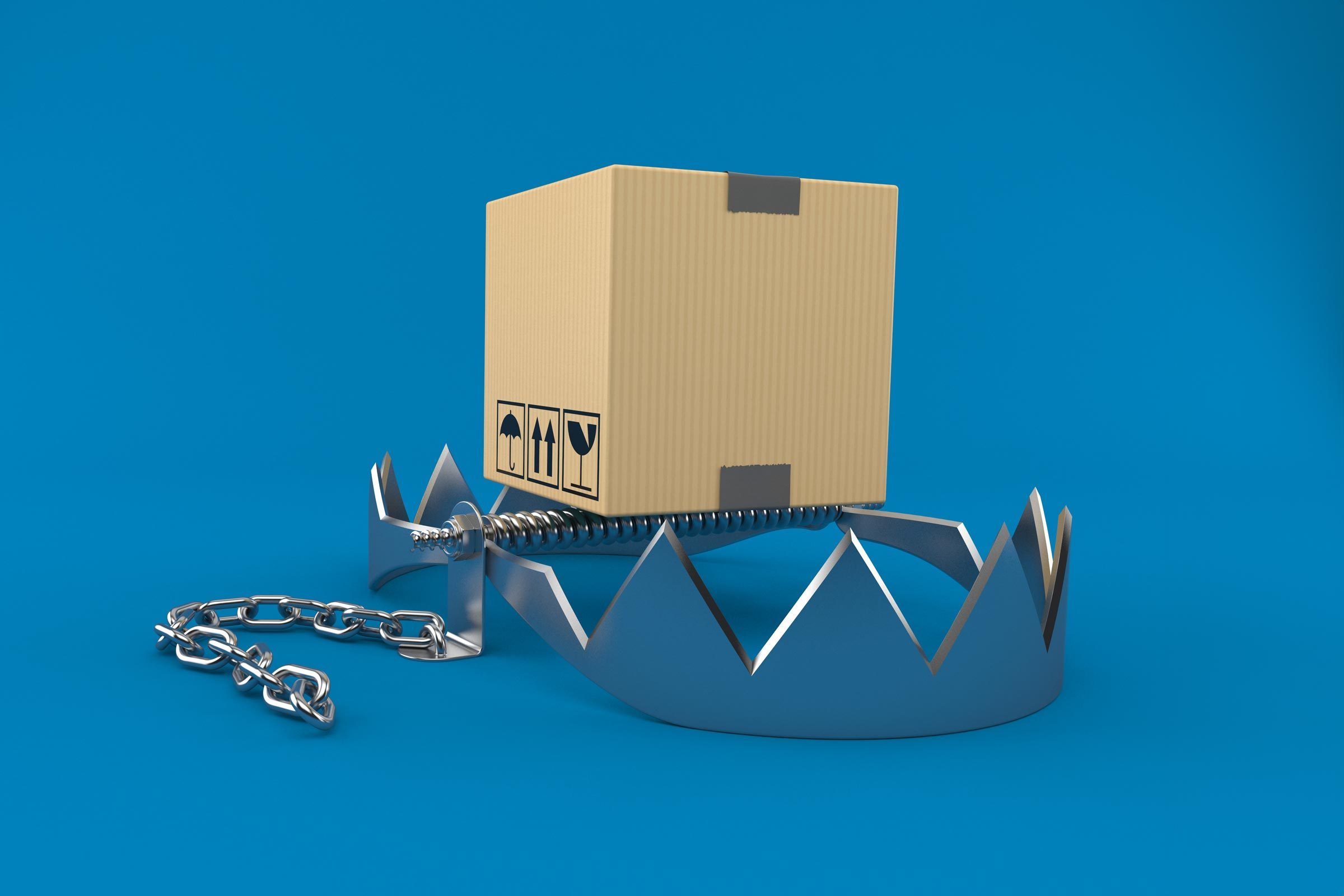 shipping box in trap