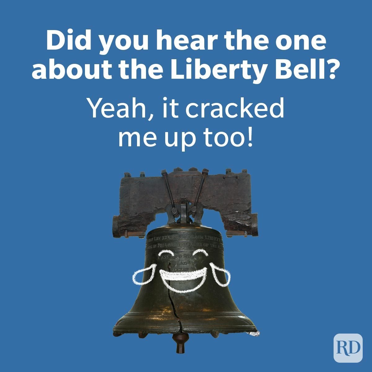 Jokes For July 4th That Let Laughter Ring Liberty Bell on blue background