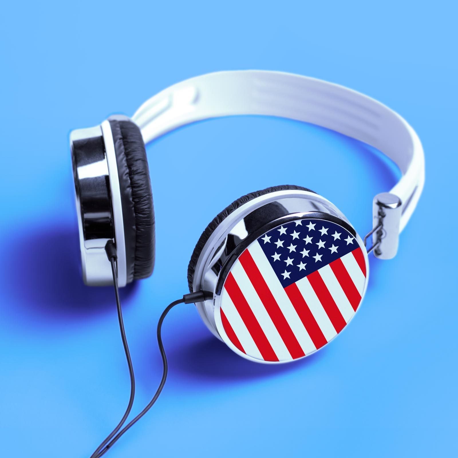 headphones with american flag on the side