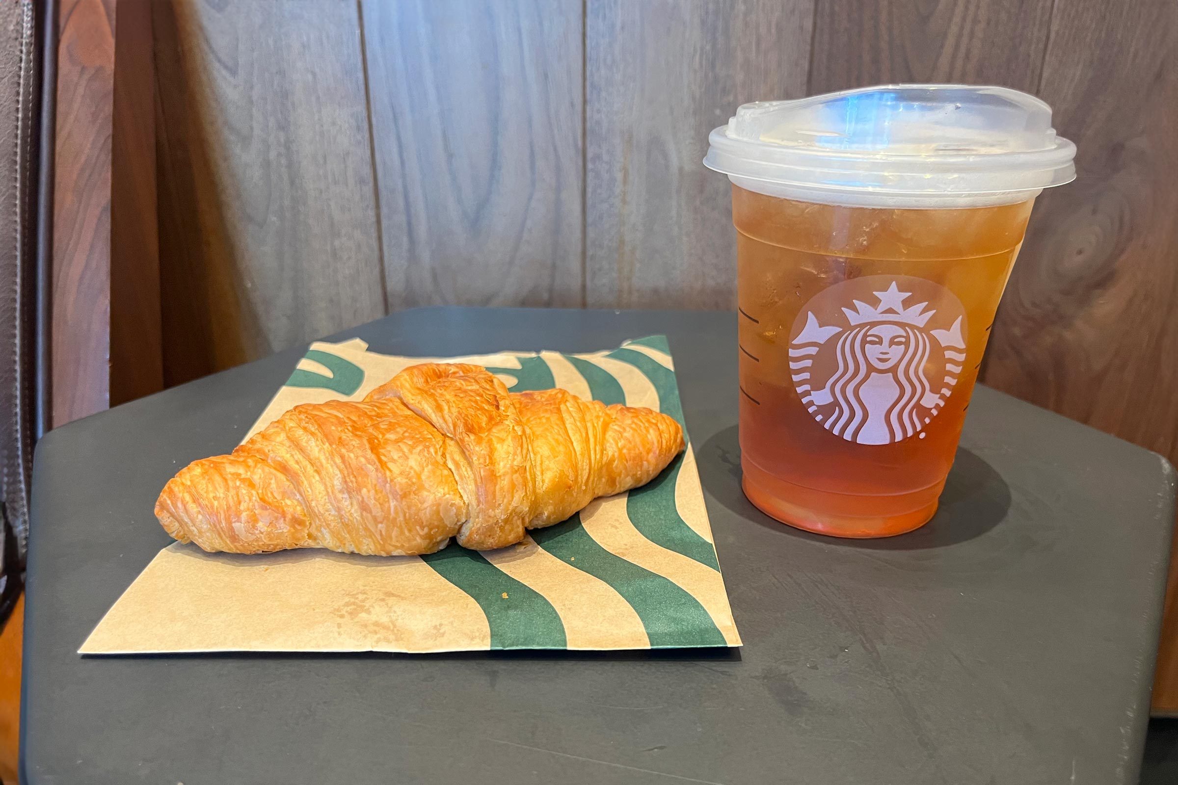 Tea and Croissant from starbucks