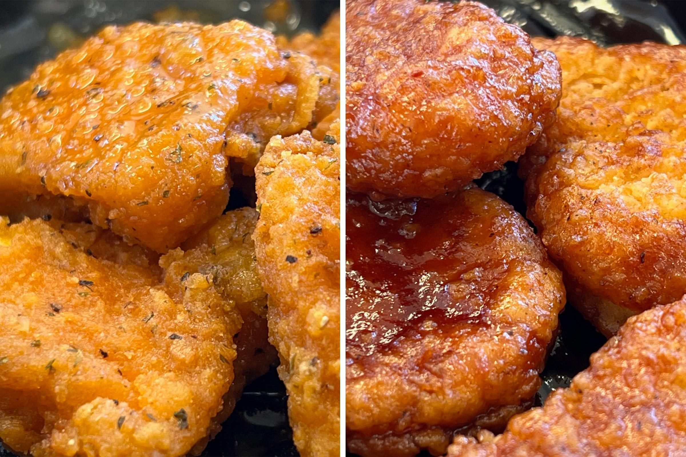 two flavors of Wendys Saucy Nuggs up close detail shot