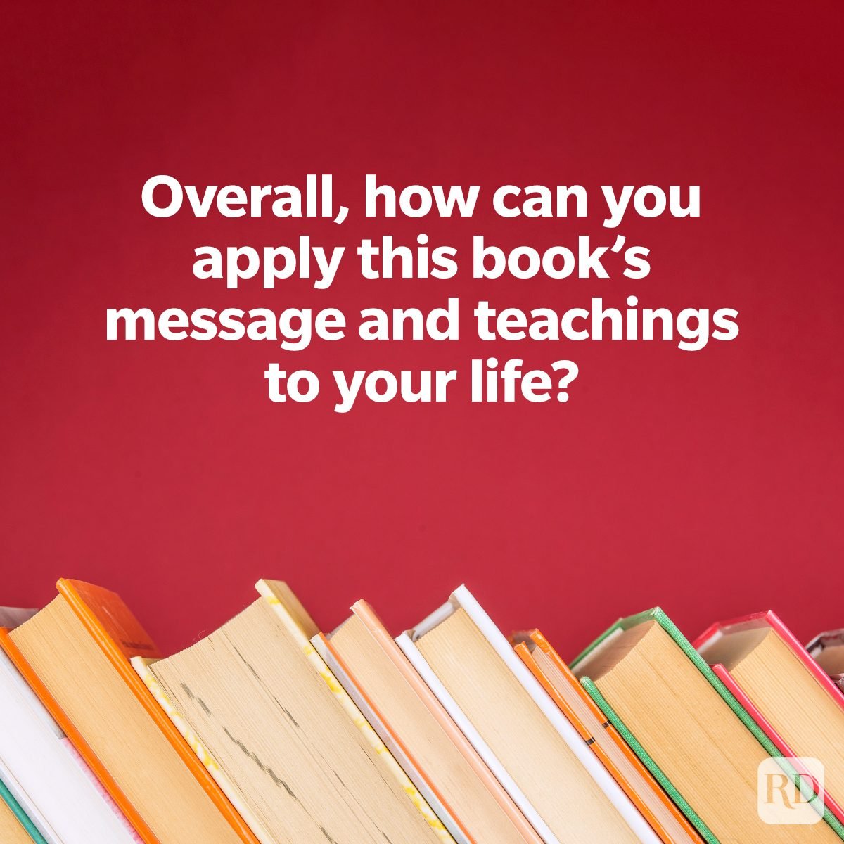 Best Book Club Questions To Get The Conversation Flowing stack of books on bottom red