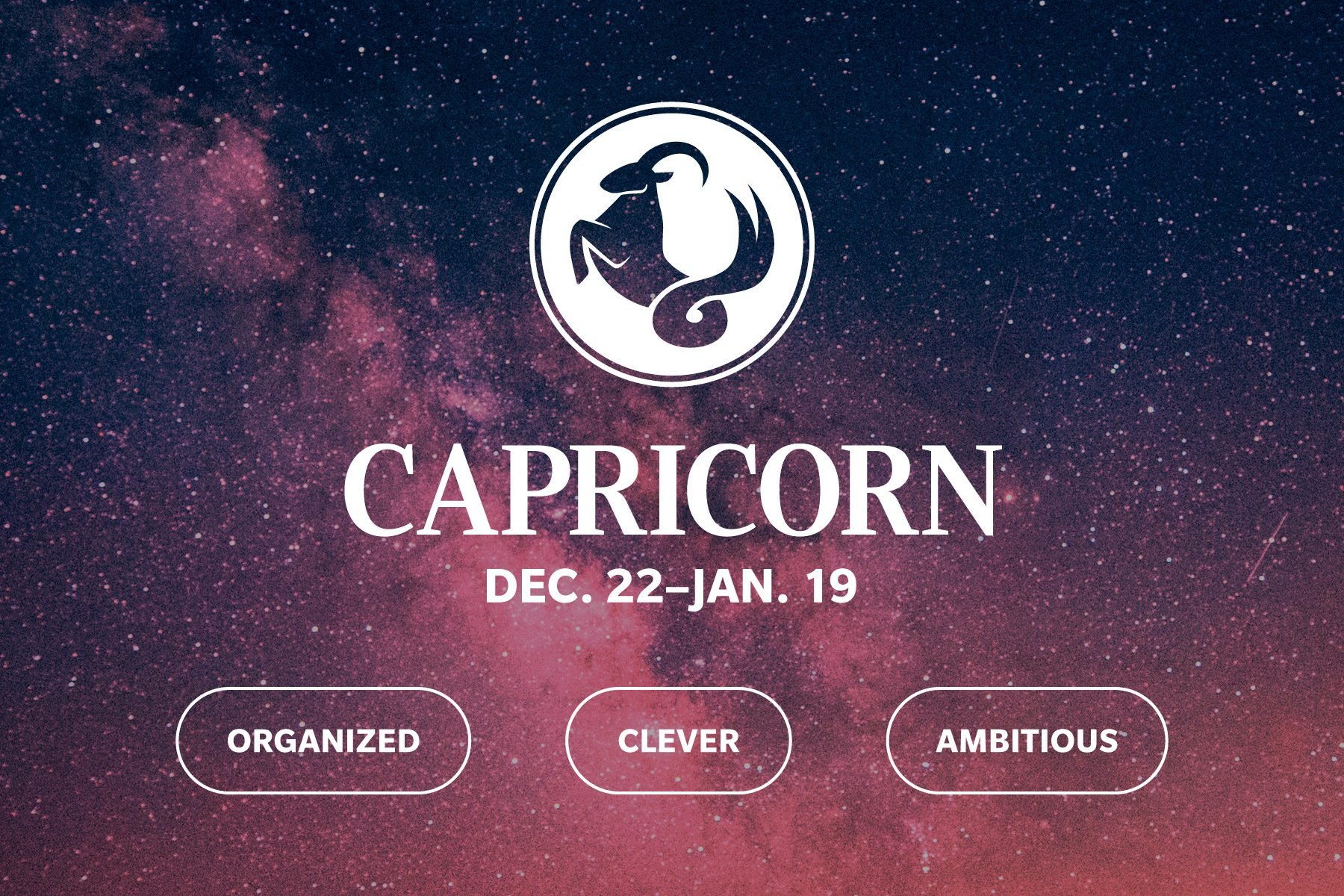 Zodiac sign qualities on galaxy background CAPRICORN