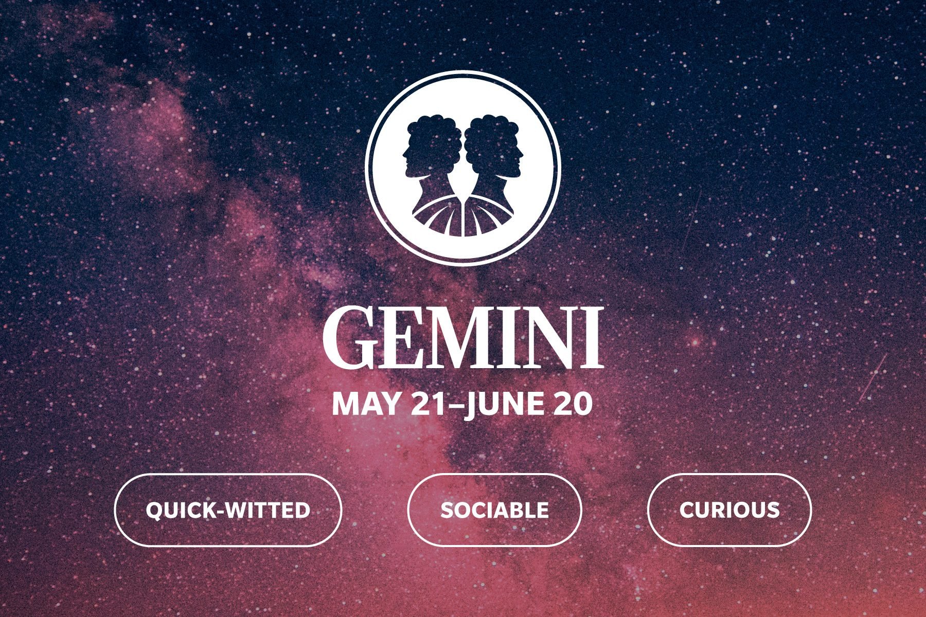 Zodiac sign qualities on galaxy background GEMINI