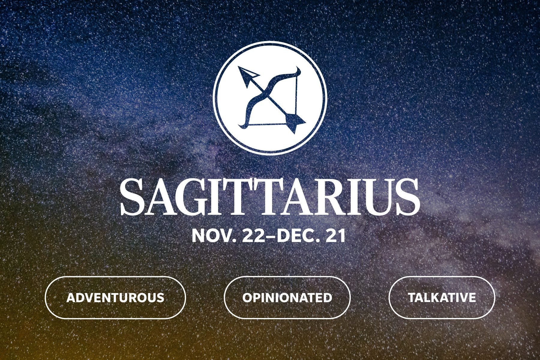 Zodiac sign qualities on galaxy background sagittarius