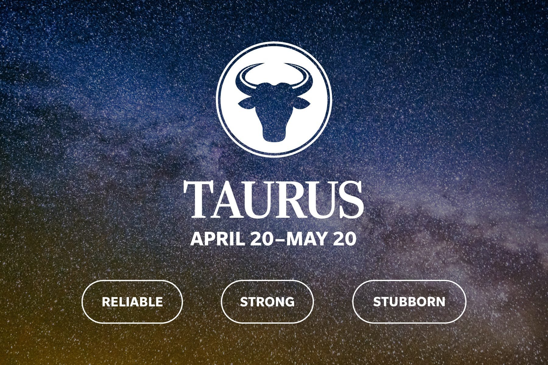 Zodiac sign qualities on galaxy background taurus