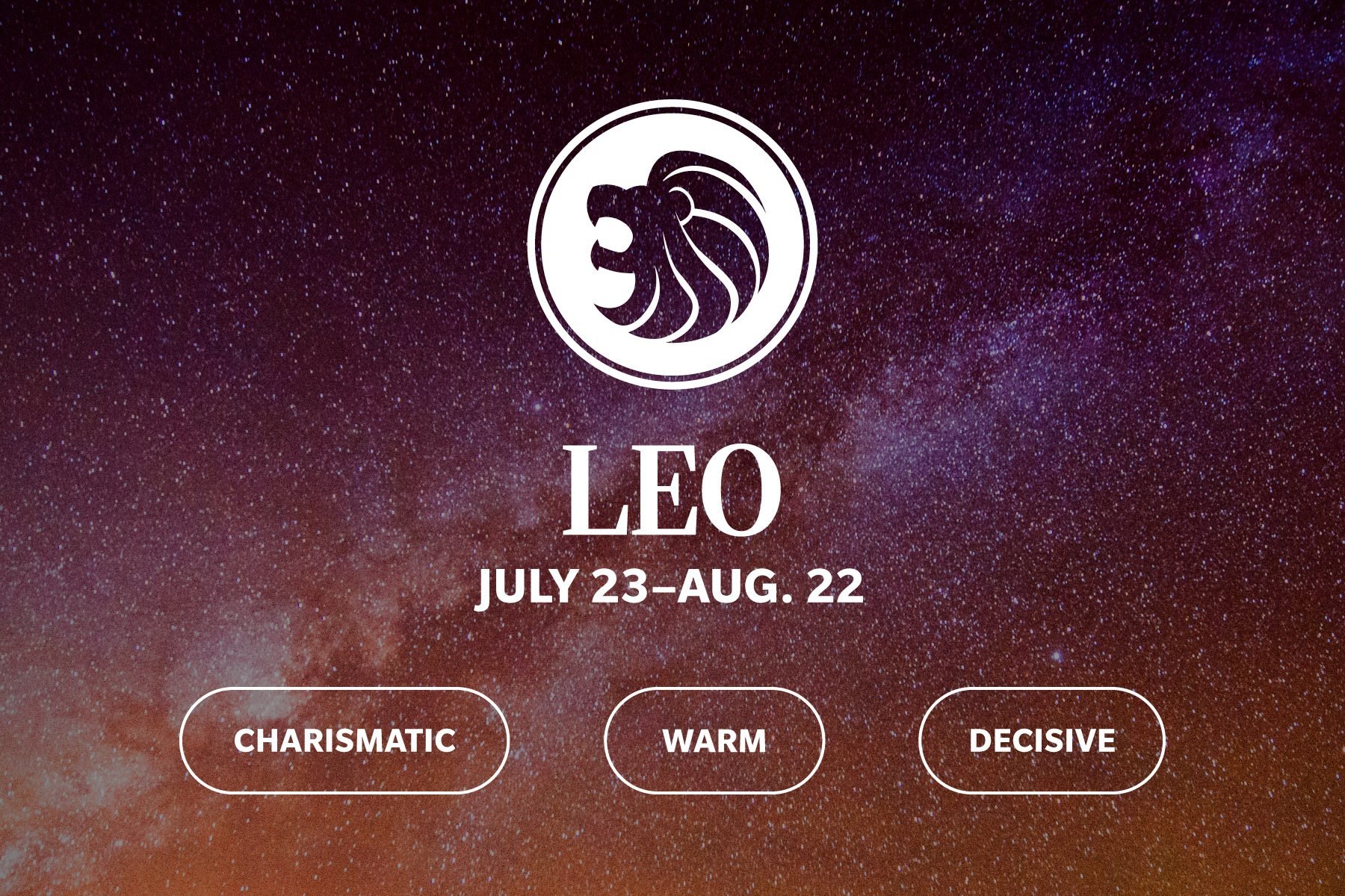 Zodiac sign qualities on galaxy background Leo