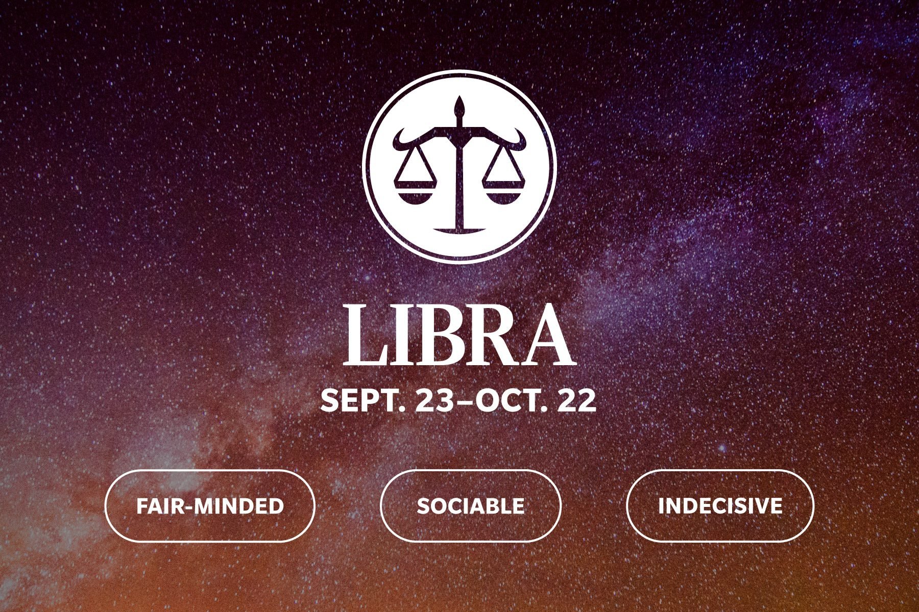 Zodiac sign qualities on galaxy background libra