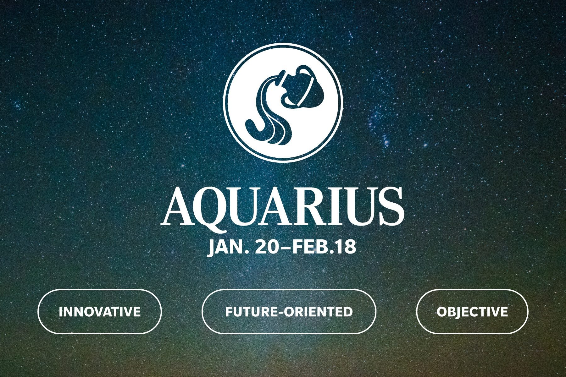 Zodiac sign qualities on galaxy background Aquarius