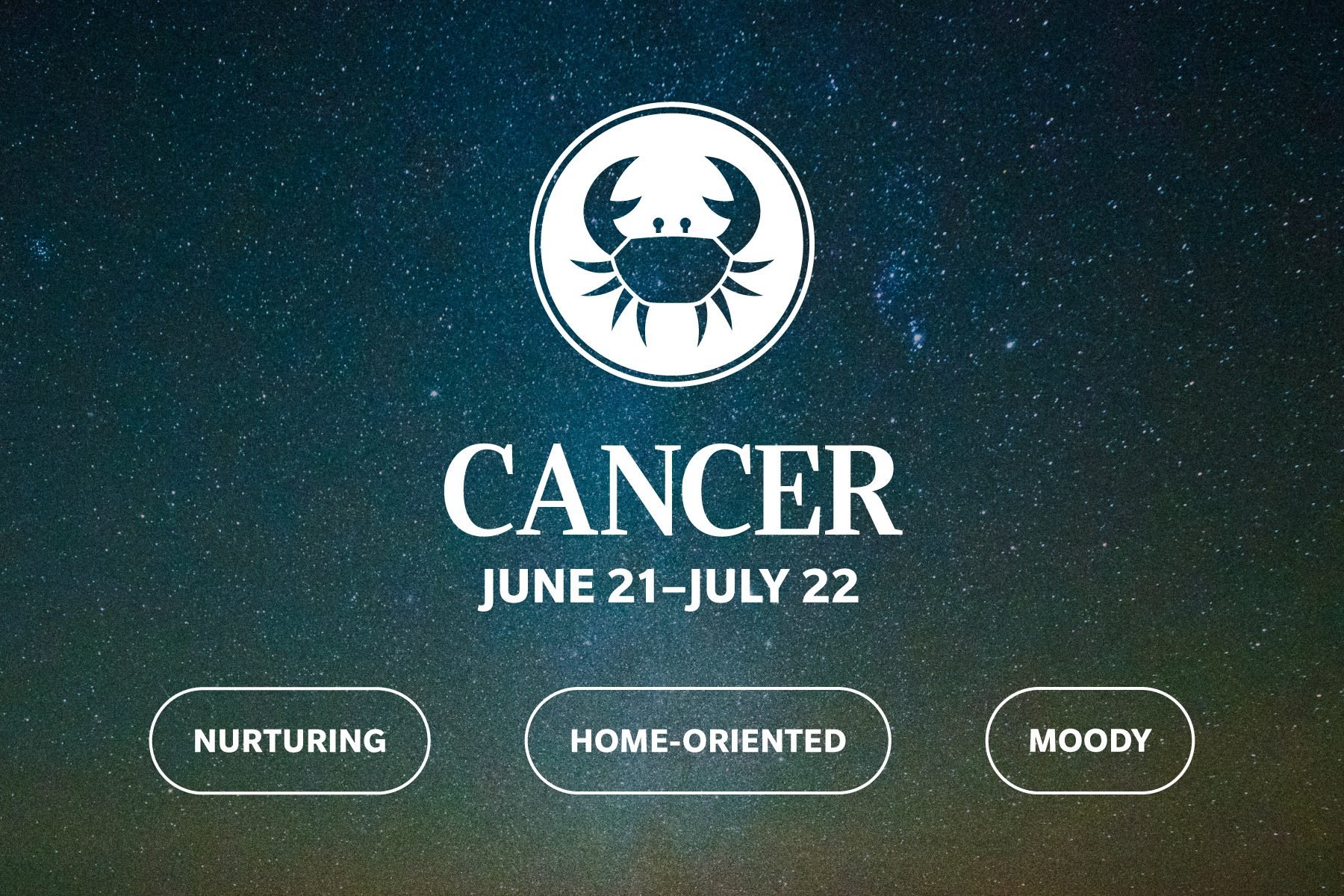 Zodiac sign qualities on galaxy background cancer