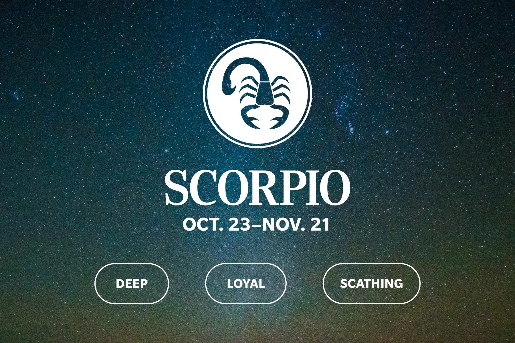 Zodiac sign qualities on galaxy background scorpio