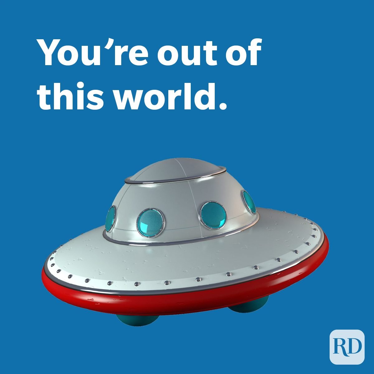 Nerdy Pickup Lines That Are Pretty Acute alien ship on blue background