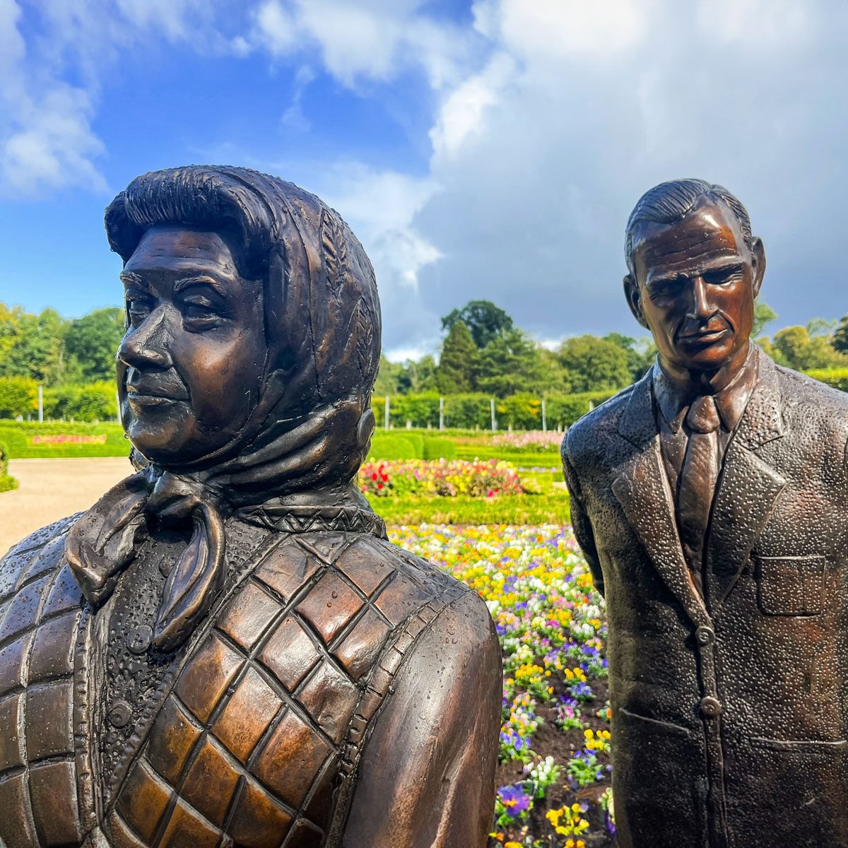 A Bronze Sculpture Depicting Britains Late Queen Elizabeth Ii And Prince Philip