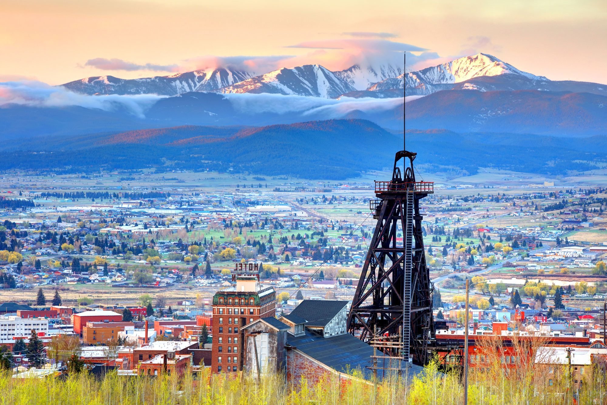 Downtown Butte with its view of the Rocky Mountains